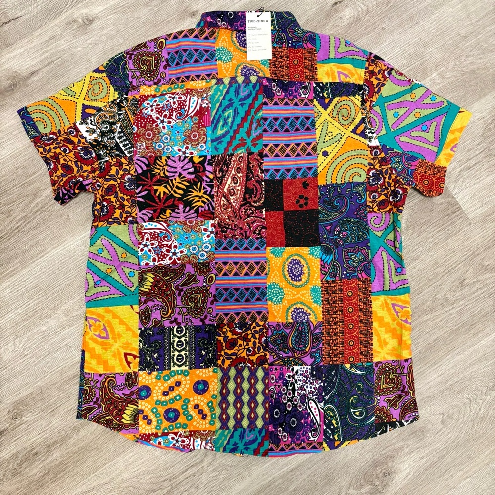 Two Sided Patchwork Button Up Shirt L1 - Picture 3 of 5